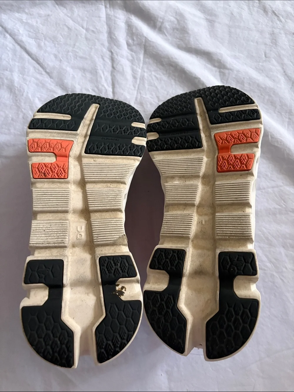 On Running Men's White and Orange Cloudrunner Athletic Sneakers